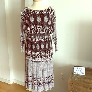 🦋Free People🦋 BOHO Dress Size L Peasant Dress